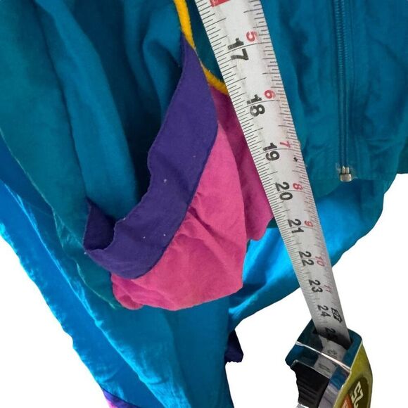 VTG 80s/90s Windbreaker Tracksuits Pink/Blue Jacket & Pants Set girls size 14 - Picture 12 of 16